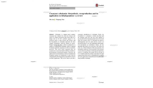 Coenzyme cobalamin: biosynthesis, overproduction and its application in dehalogenation—a review